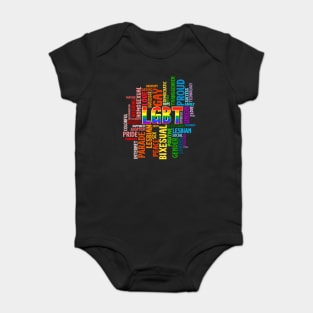 LGBTQ Awareness Word Cloud Pride Equality Gift Baby Bodysuit